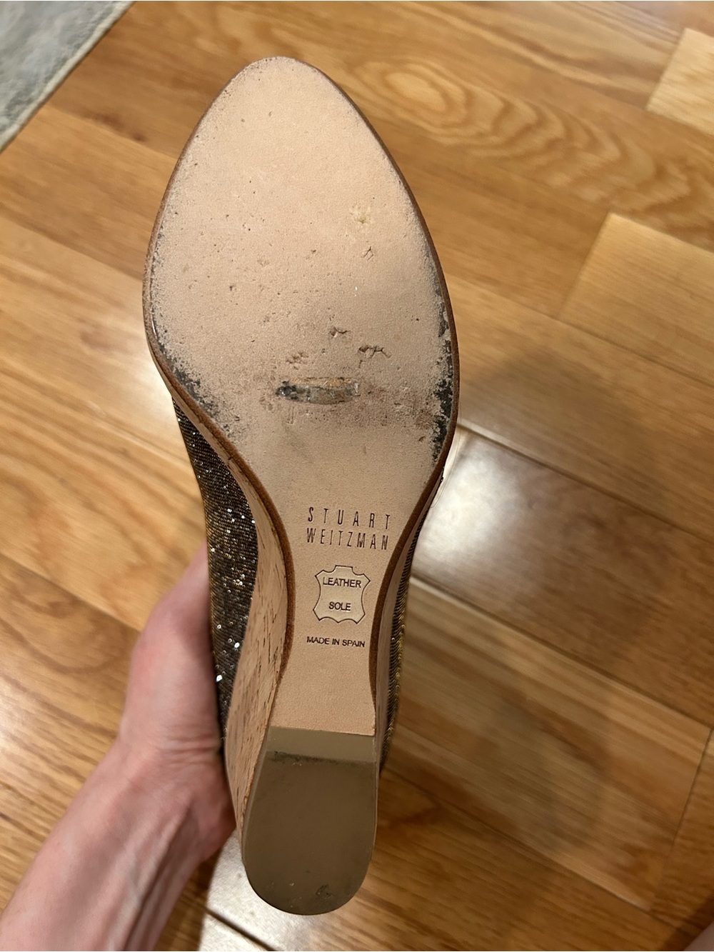 Sparkle Peep-Toe Cork Wedge Heels - Picture 3 of 4